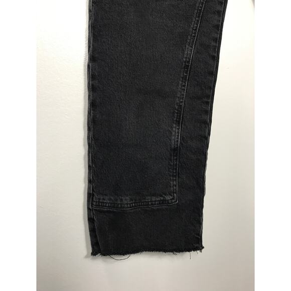 Free People Risk Taker Black Straight Jeans Womens 30 / 10 Boho Relaxed Fray Hem - Picture 7 of 10